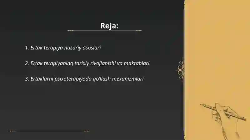 Ertak terapiya va uni qoʻllash 2