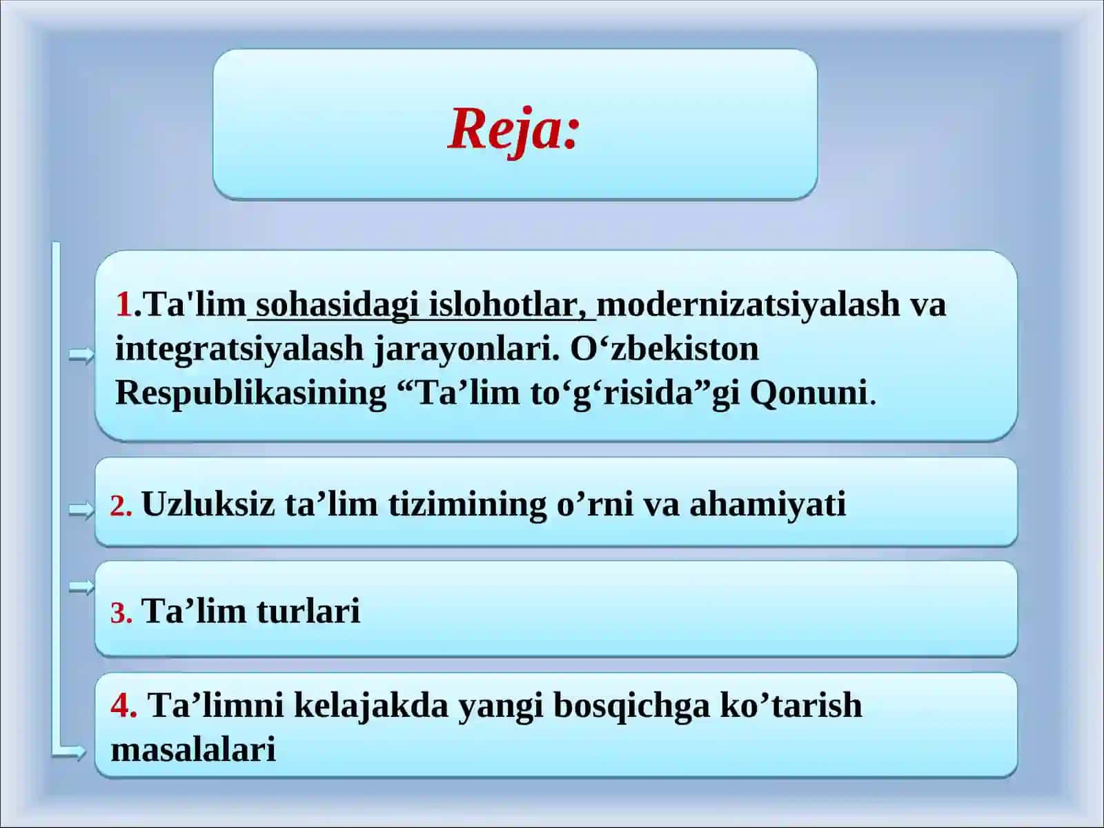 O‘zbekiston Respublikasi ta’lim tizimida modernizatsiya jarayonlari 2