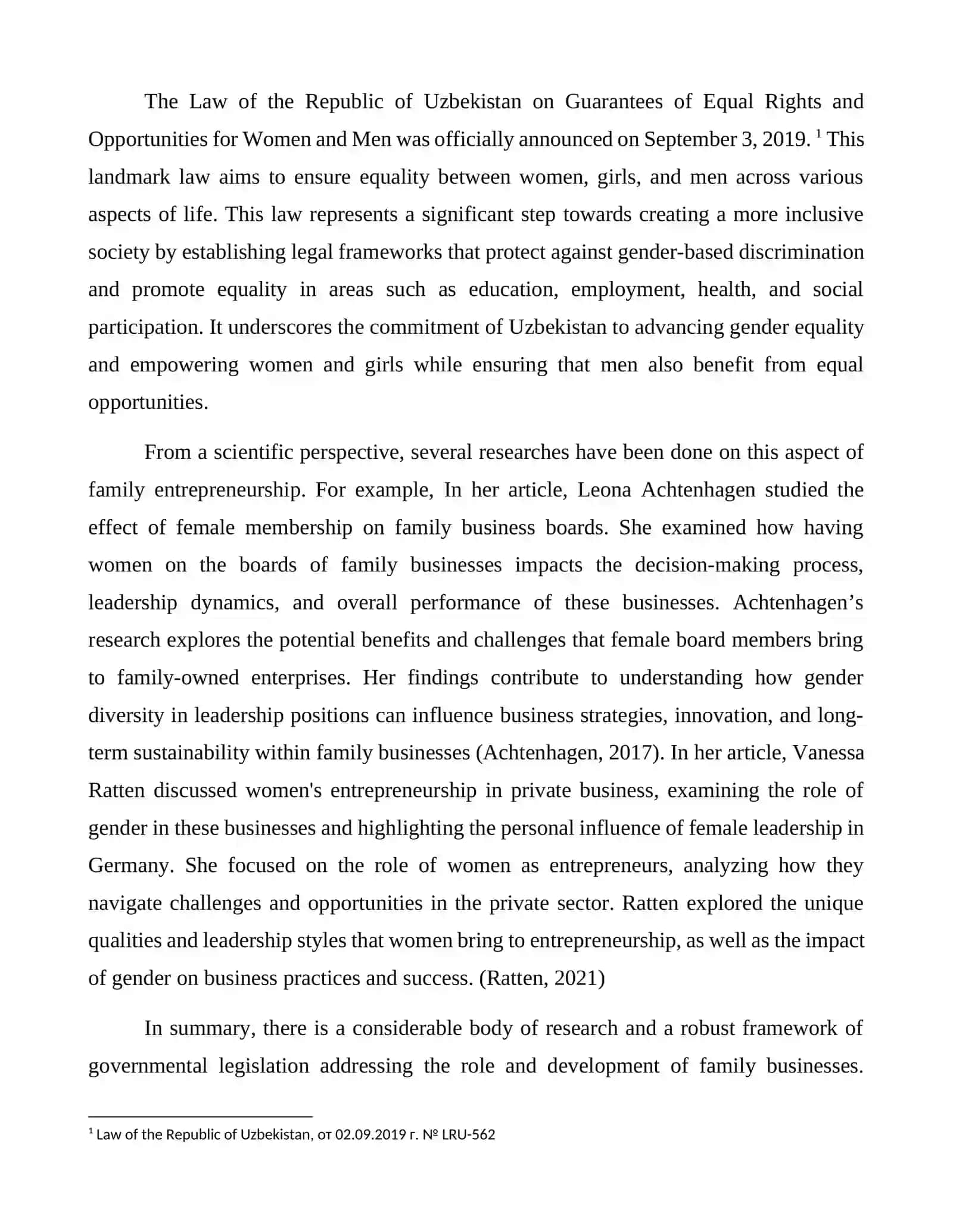 Ensuring the Employment of Women in the Development of Family Entrepreneurship 2