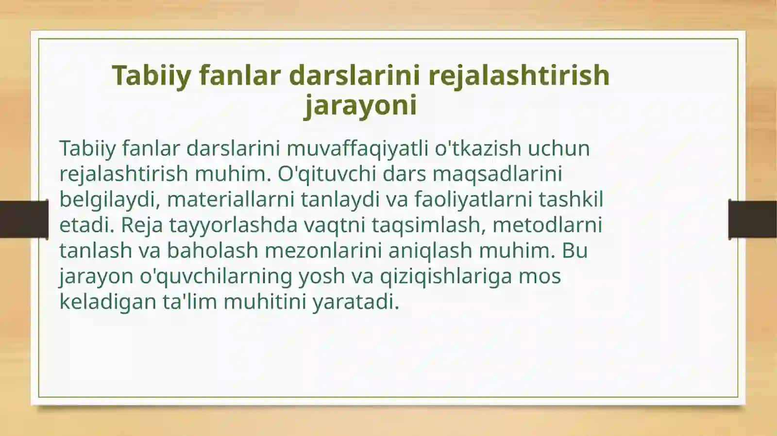 Tabiiy fanlar darslarini muvaffaqiyatli rejalashtirishning asosiy bosqichlari 2