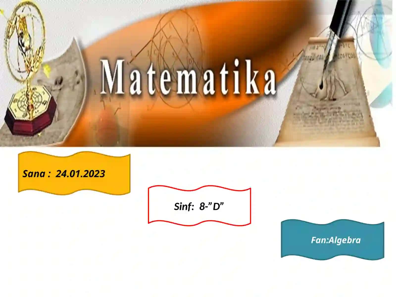 8-sinf Algebra fanidan Bir noma'lumli tengsizliklar mavzuda ochiq dars ishlanma 2