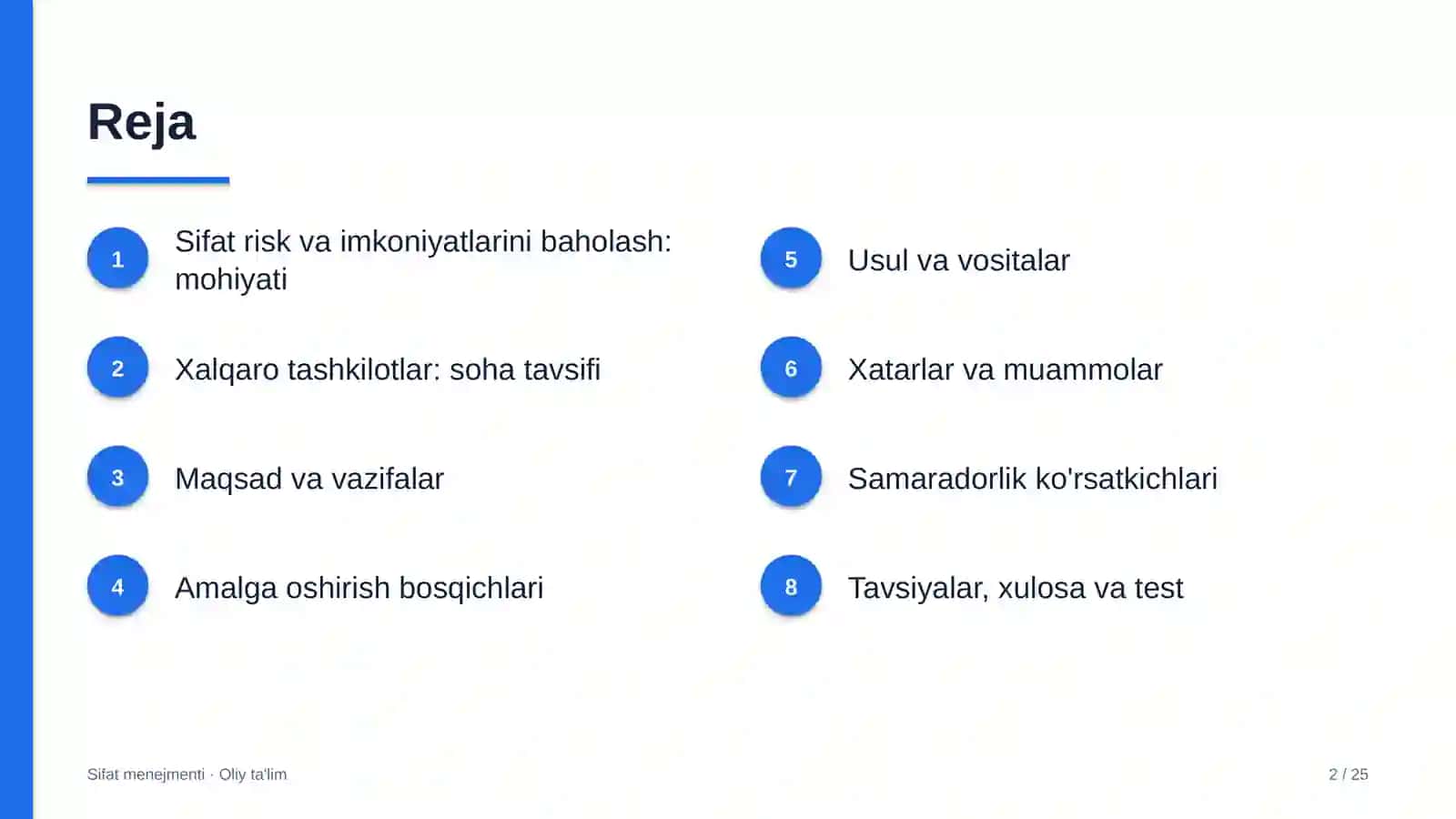 xalqaro tashkilotlarda sifat bilan bog'liq risk va imkoniyatlarni baholash 2311 2