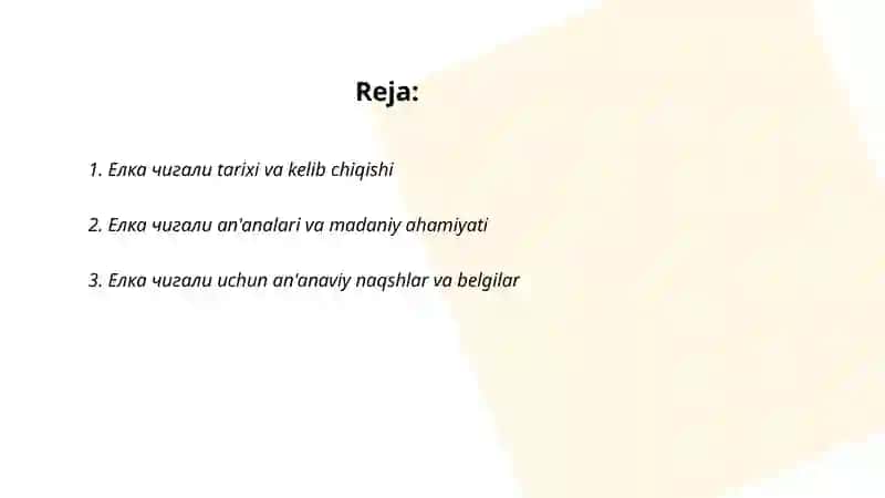 Yelka chig'ali 2
