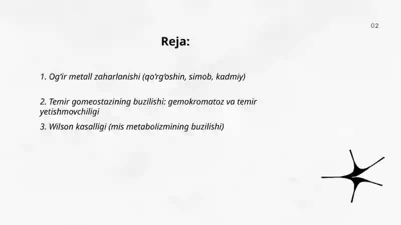 Tananing metall-ligand gomeostazining buzilishi mumkin bo‘lgan holatlar 2