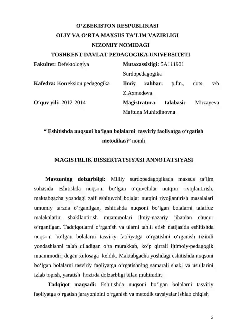 Eshitishda nuqsoni bо‘lgan bolalarni tasviriy faoliyatga о‘rgatish metodikasi 2