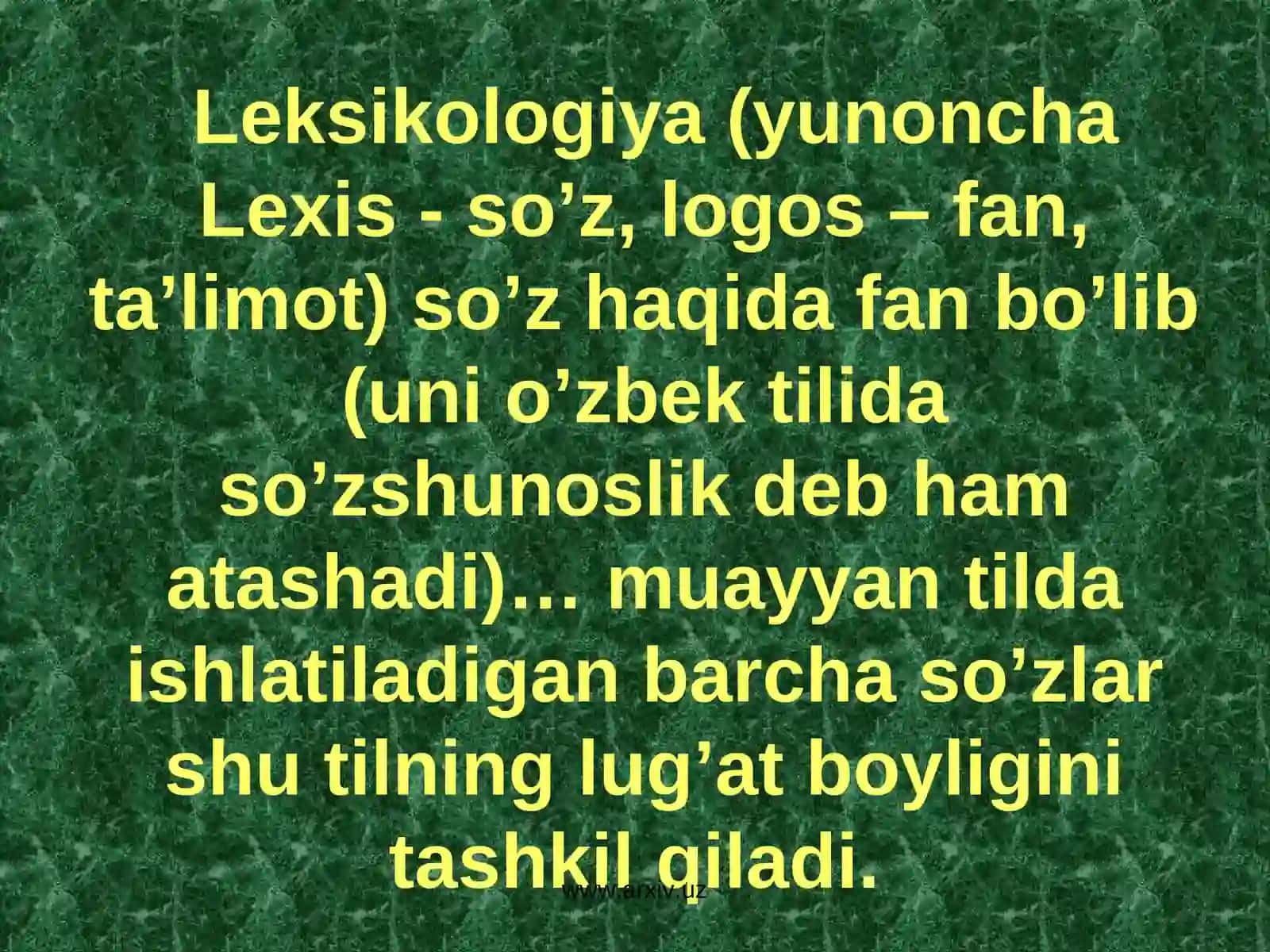 Leksikologiyani o’qitish metodikasi 2