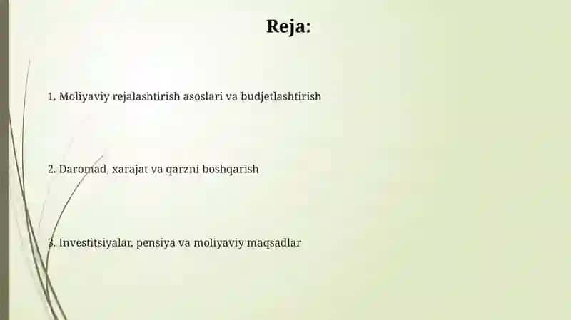 Moliyaviy rejalashtirish va budjetlashtirish 2