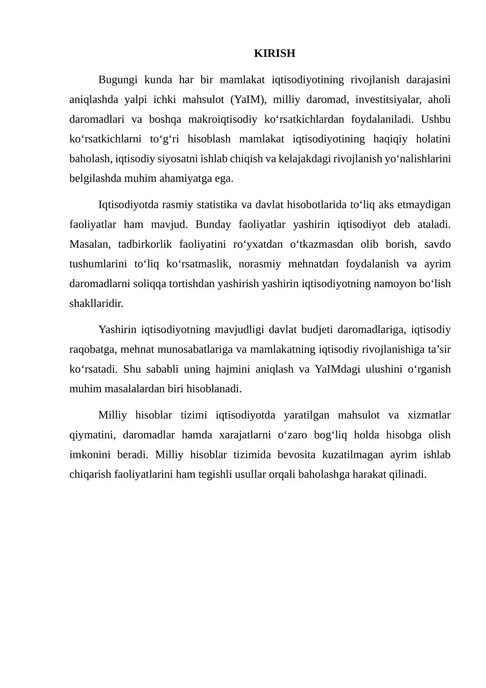 Yashirin iqtisodiyotning YAIMdagi ulushi 2
