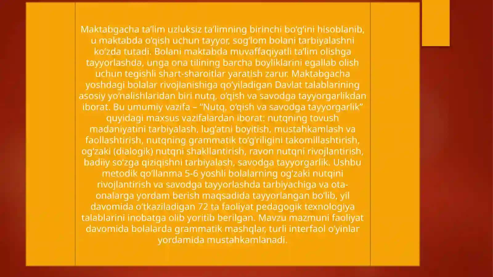 Maktabgacha taʼlim tashkilotlari va oilada nutq o'stirish bo'yicha metodik ishlar 2