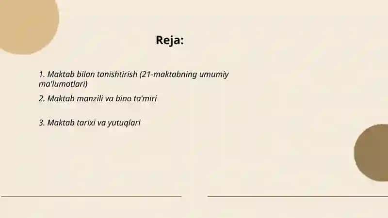 21-maktab va maktabdagi sharoitlar haqida slayd 2