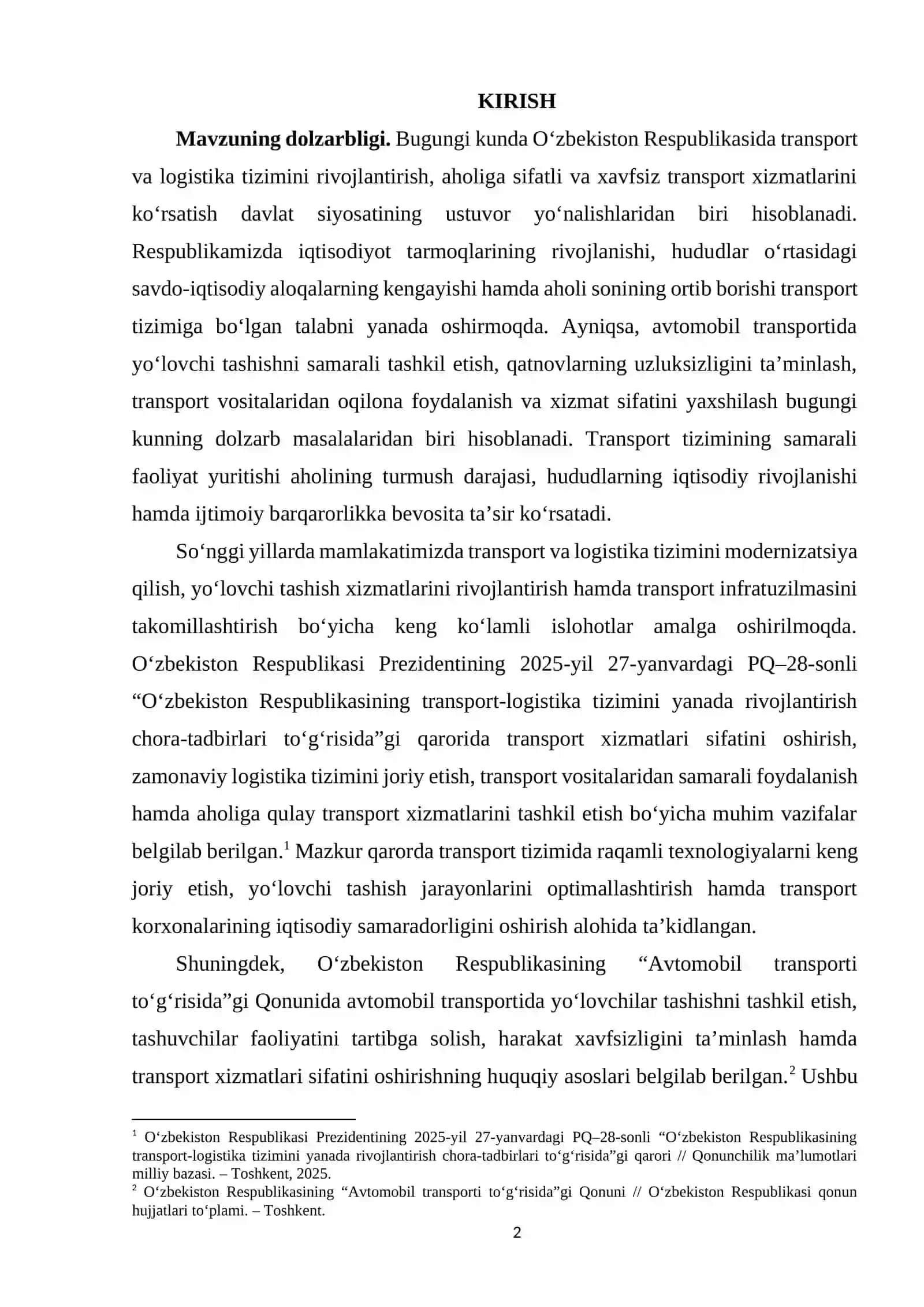 Farg‘ona – Oltiariq yo‘nalishi bo‘yicha avtobusda yo‘lovchilar tashish ishini tahlil qilish va uni optimallashtirish 2