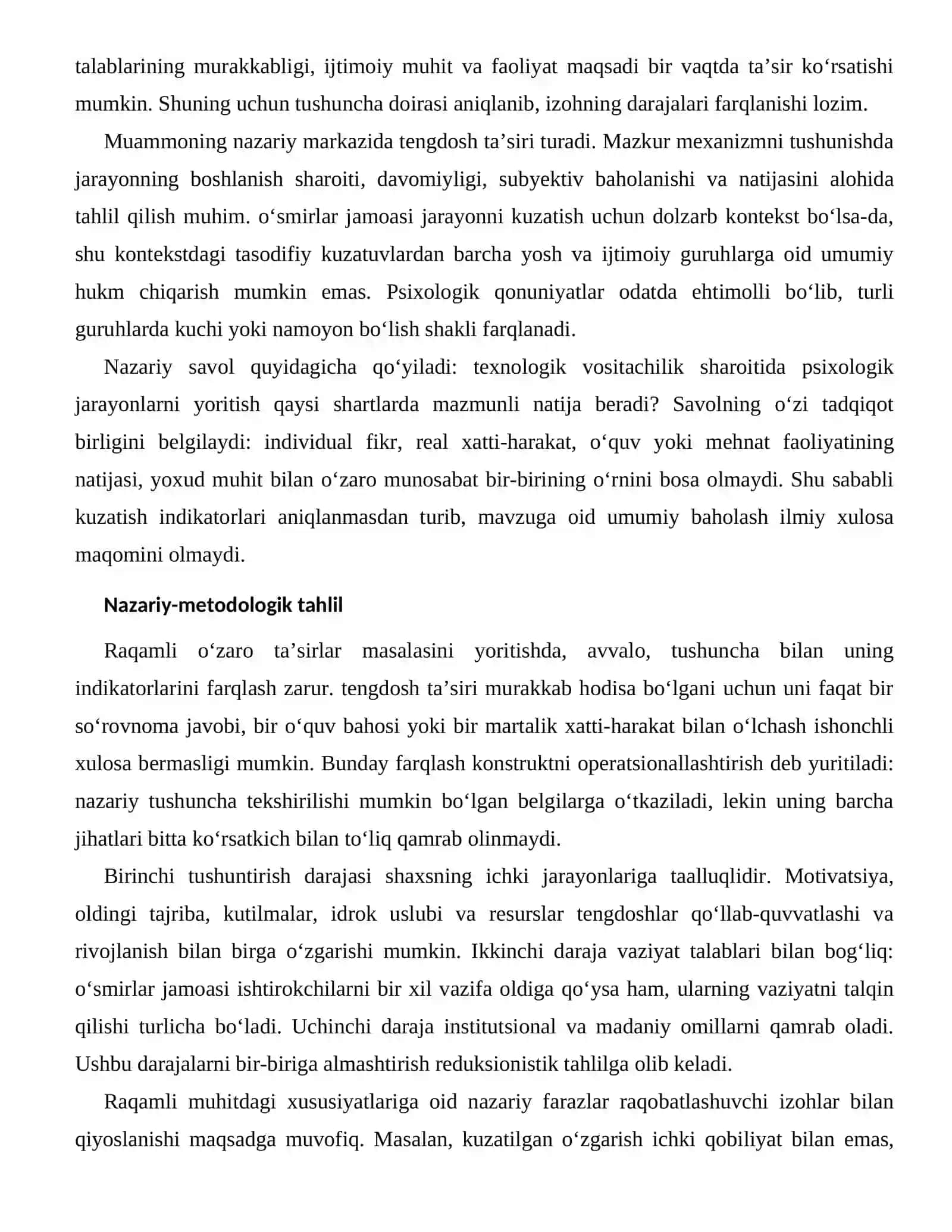 Tengdoshlar Qo‘llab-Quvvatlashi va Rivojlanishning Raqamli Muhitdagi Xususiyatları 2
