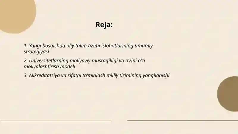 Yangi O’zbekistonda Oliy talim tizimi: Islohotlarning yangi bosqichi 2