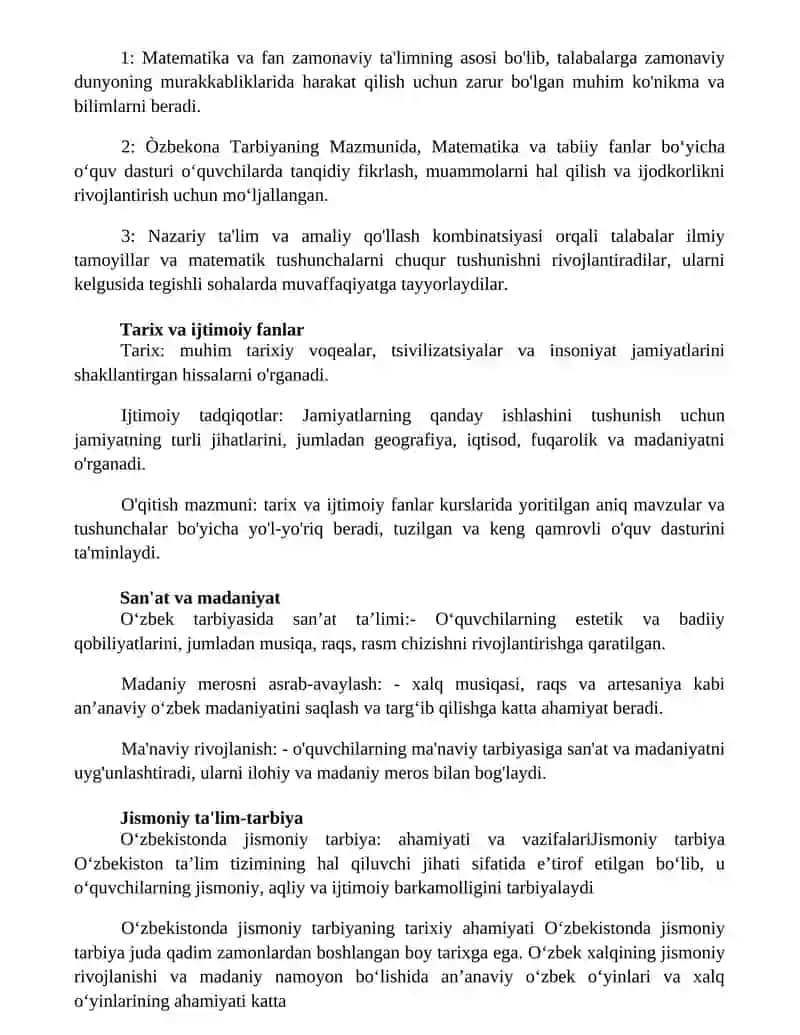 Òzbekona Tarbiyaning Mazmuni 2