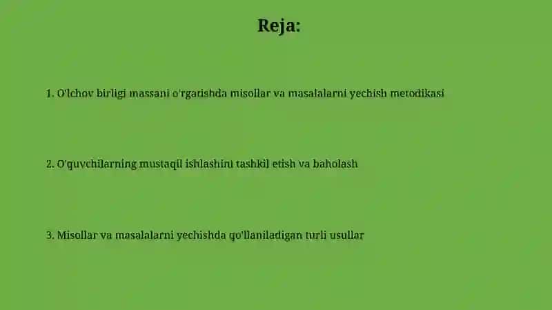 O'lchov birligini o‘rgatishda misol va masalalar yechishga o‘rgatish metodikasi 2