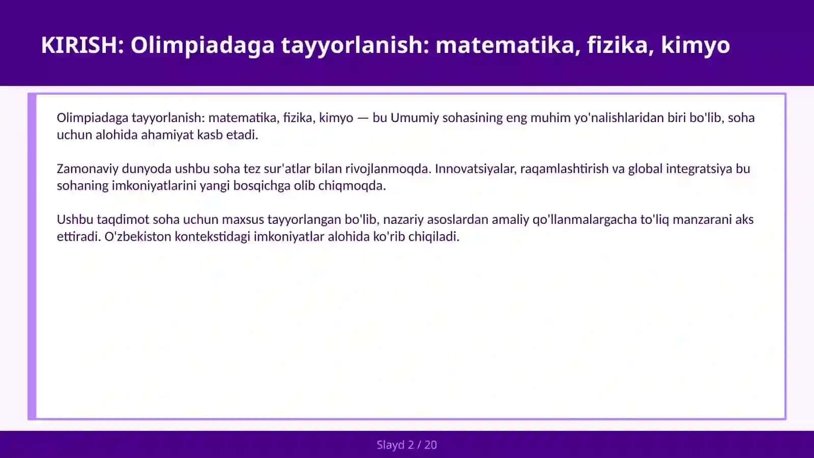 Olimpiadaga tayyorlanish: matematika, fizika, kimyo 2
