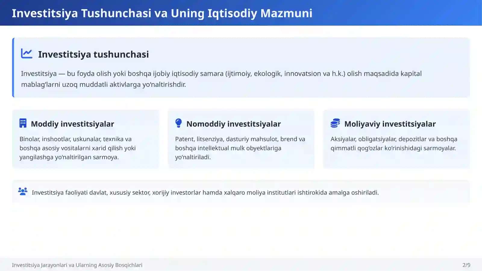 Investitsiya Jarayonlari va Ularning Asosiy Bosqichlari 2