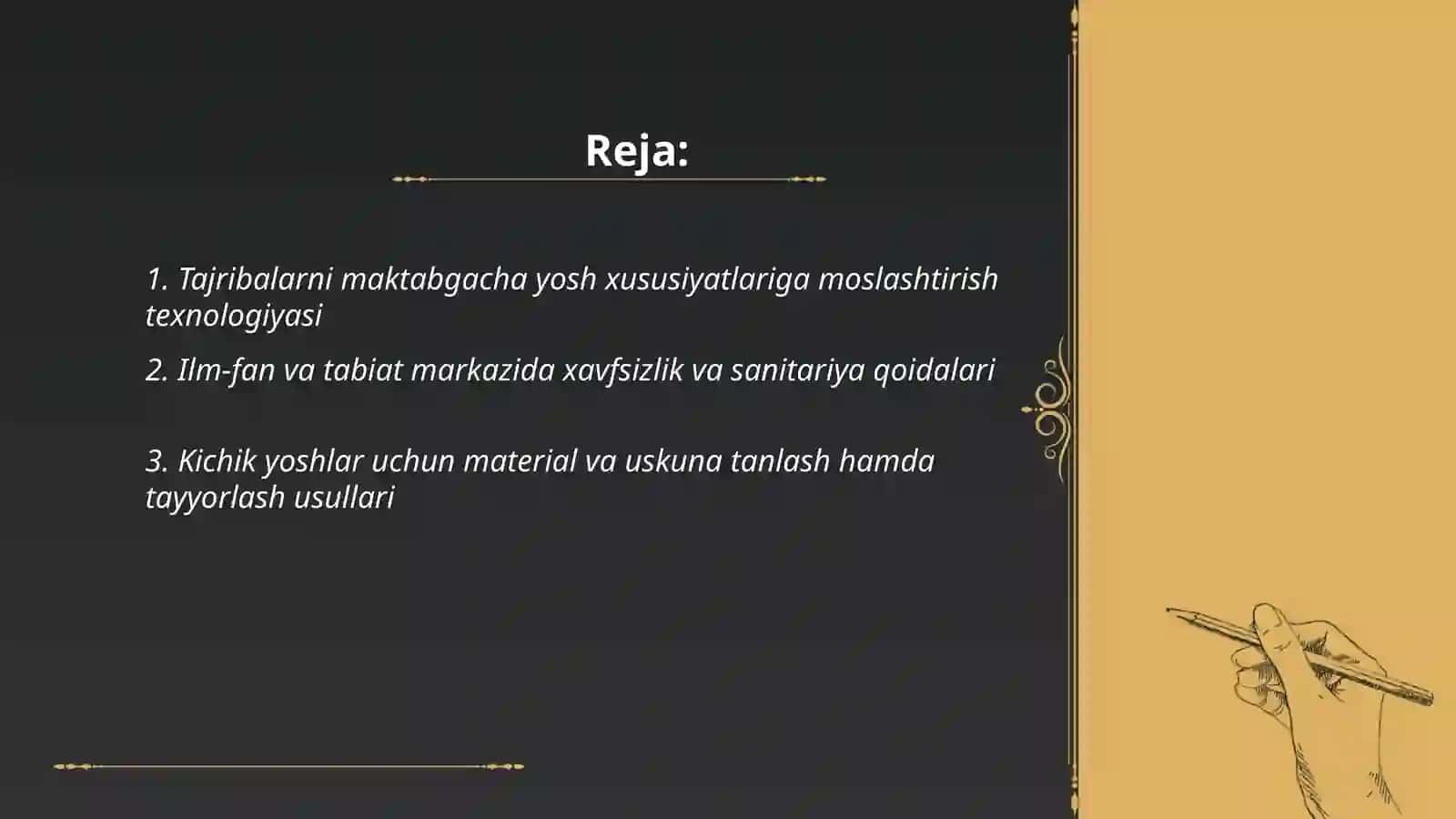 Maktabgacha yoshdagi bolalar bilan ilm fan va tabiat markazida tajribalarni tashkil etish texnologiyasi 2