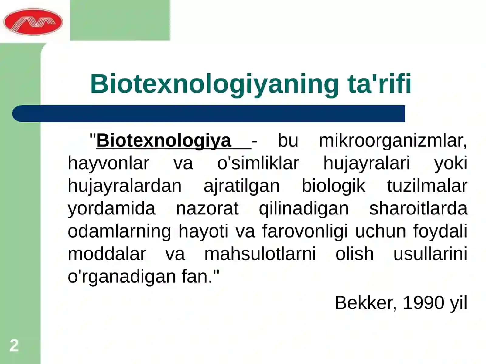 Biotexnologiyaga kirish 2