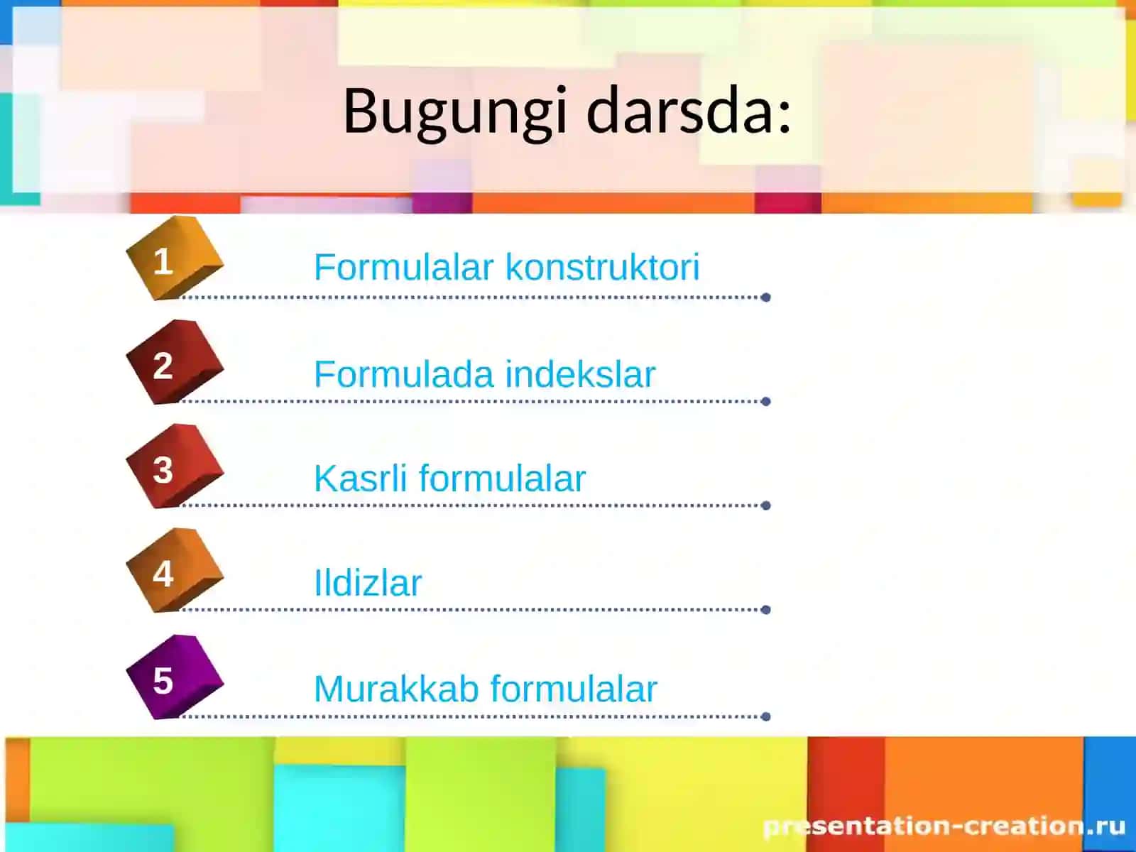 Formulalar konstruktori 2