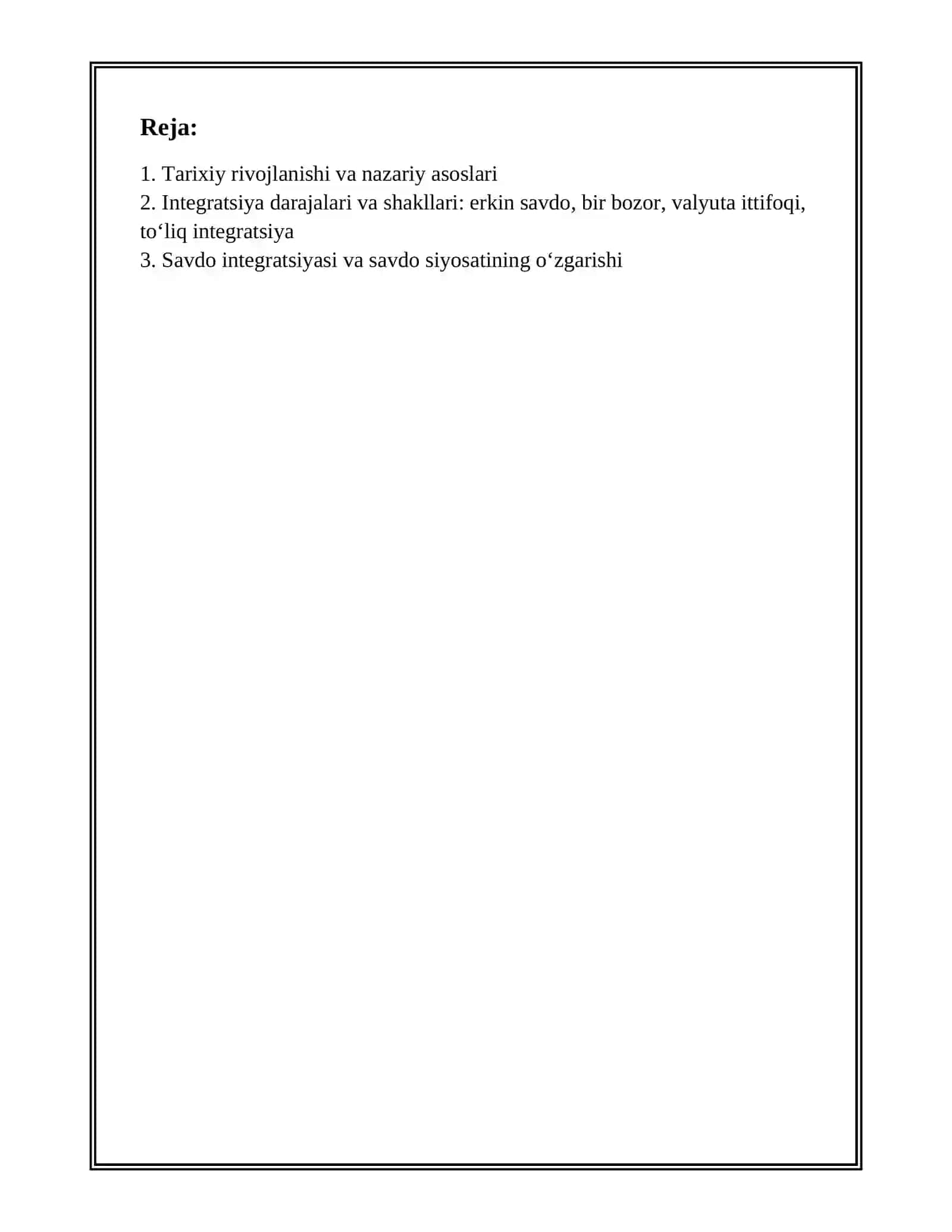 XALQARO IQTISODIY INTEGRATSIYANING RIVIJLANISH XUSUSIYATLARI 2
