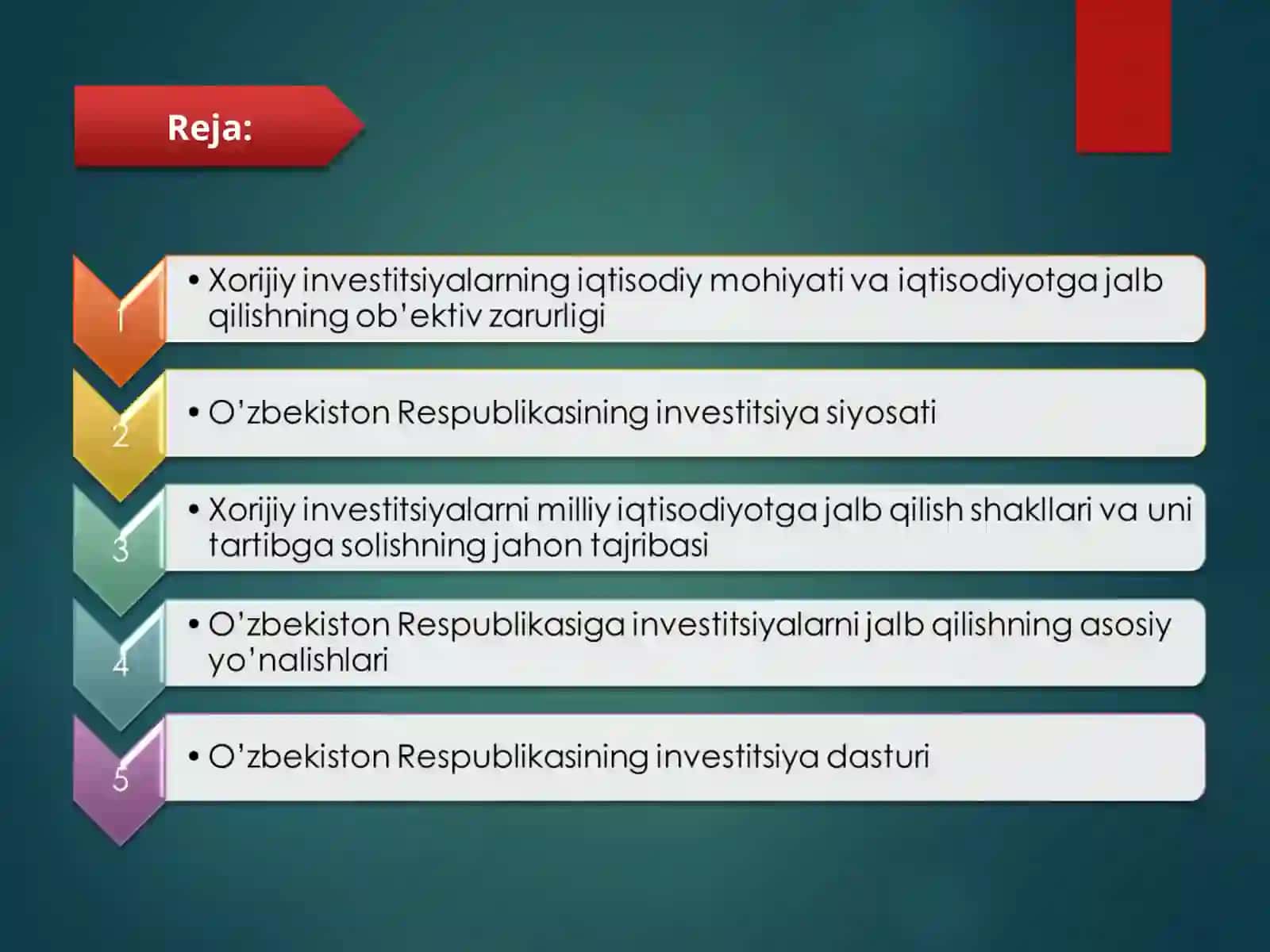 Xorijiy investitsiyalarni jalb qilishning ilmiy - uslubiy asoslari 2