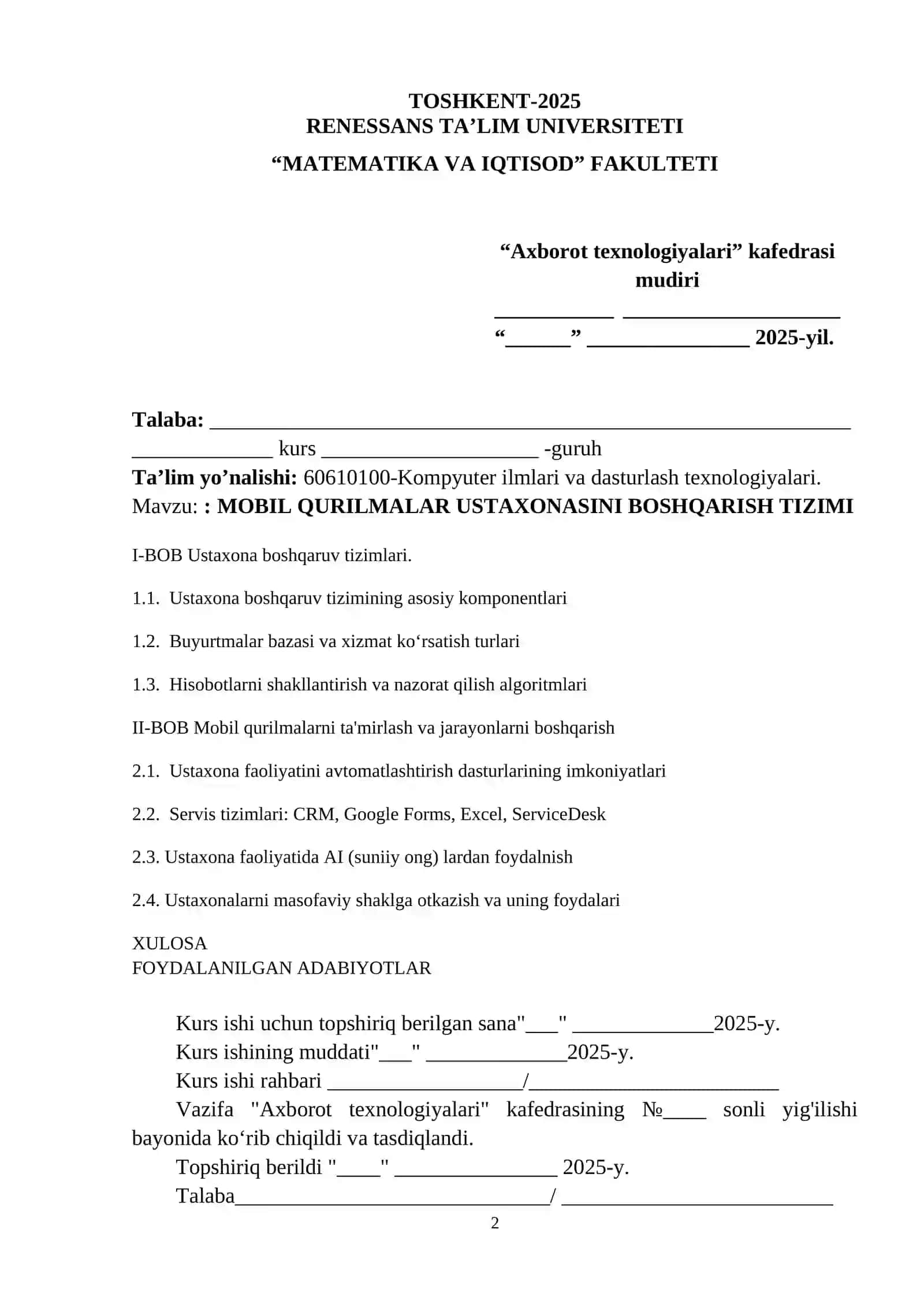 MOBIL QURILMALAR USTAXONASINI BOSHQARISH TIZIMI 2