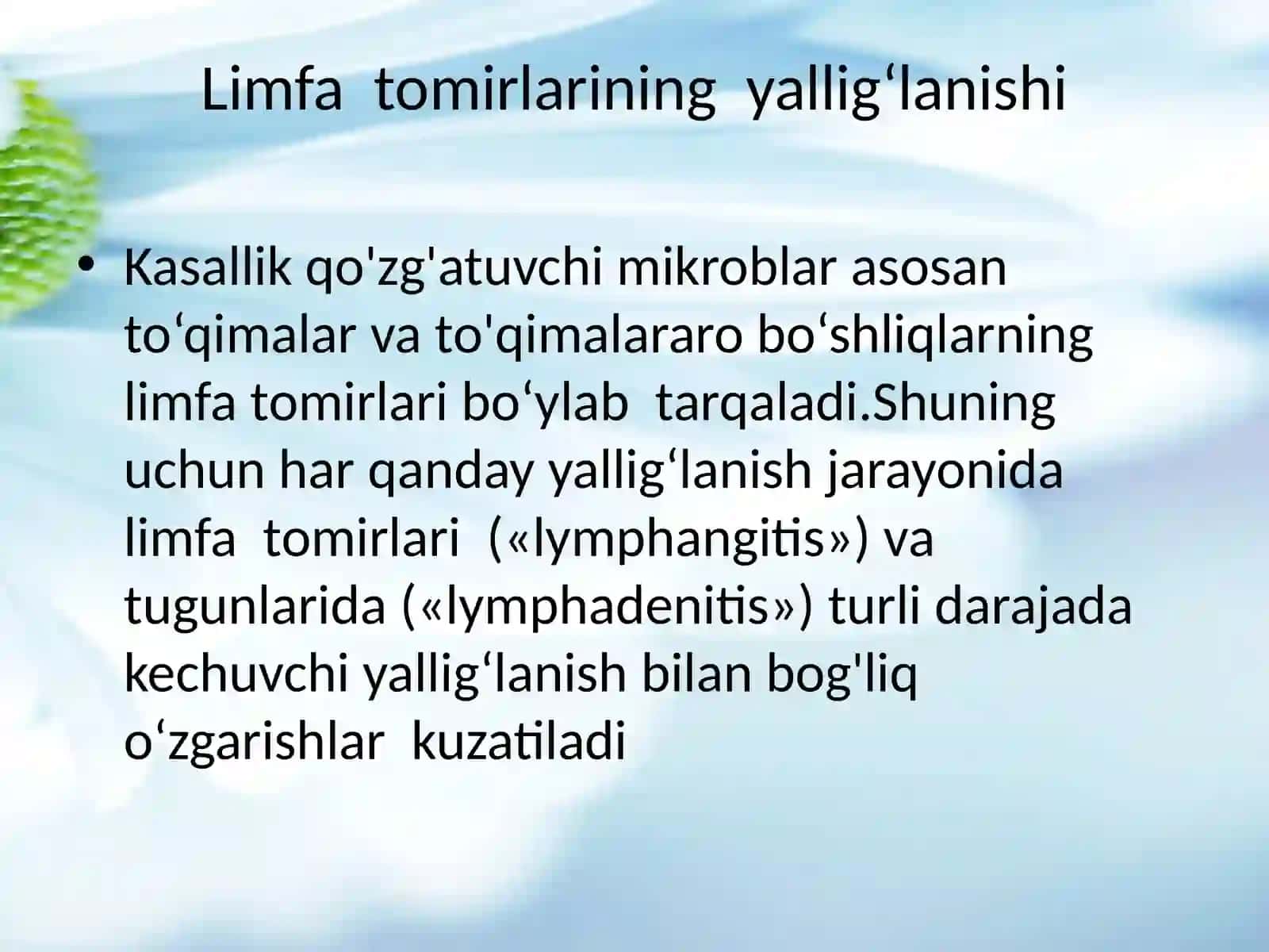 Limfa tugunlari, qon va limfa tomirlari yiringli yallig’lanish kasalliklari 2