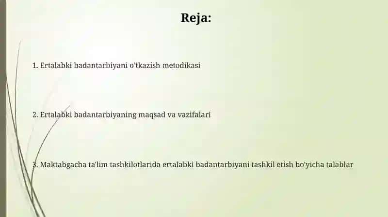 Ertalabki badantarbiyani o'tkazish metodikasi 2