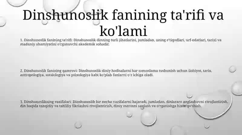 Dinshunoslik Fanining Predmeti Va Funksiyalari 2