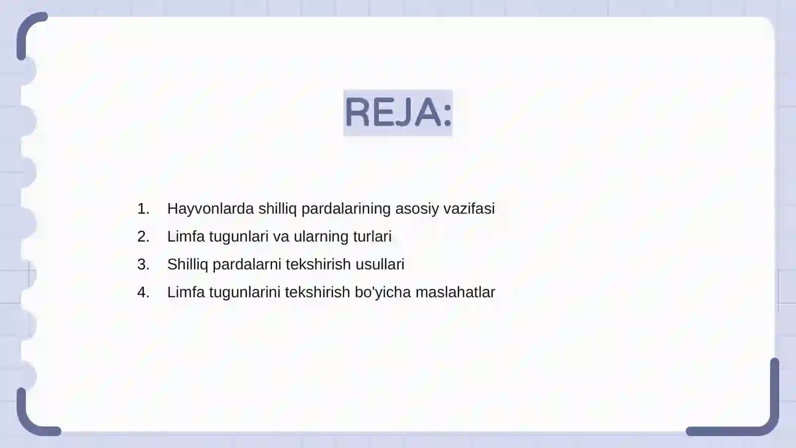 Hayvonlarda Shilliq pardalar va limfa tugunlarni tekshirish 2