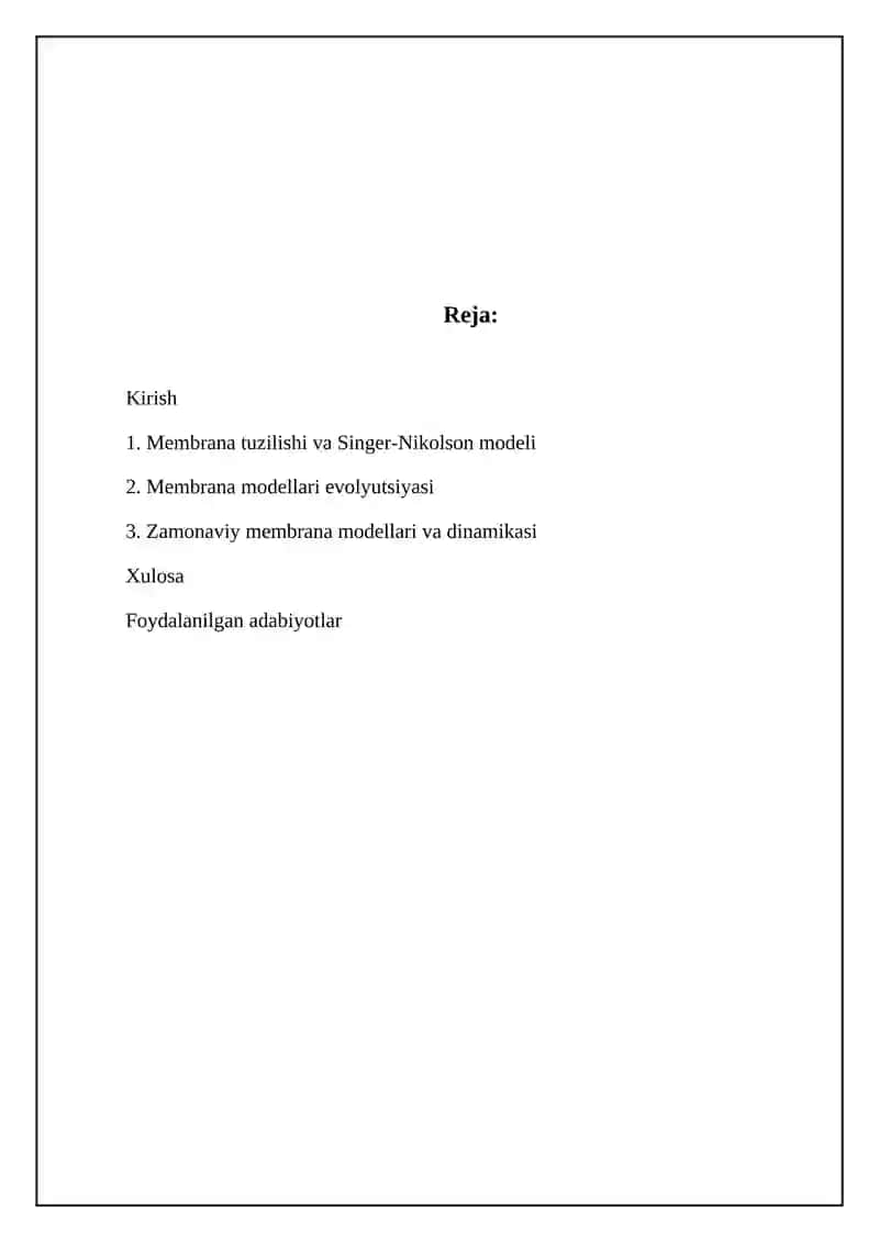 Membrana tuzilishi va Singer-Nikolson modeli 2
