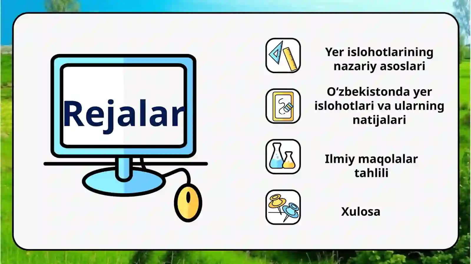 Oʻzbekistonda aholi daromadlarini oshirishda yer islohotlarini amalga oshirish yullari.Maqolalar tah 2