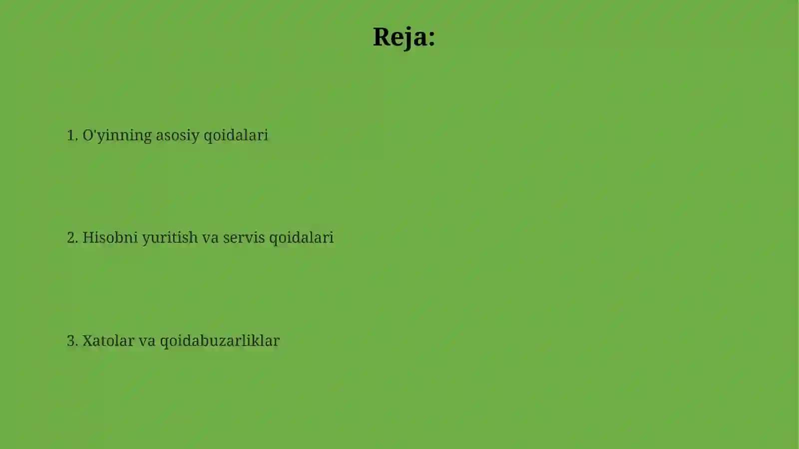 Badminton o'yin qoidalari 2