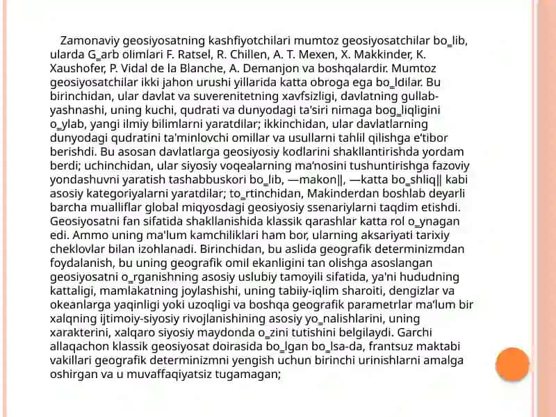 Zamonaviy geosiyosat fanining shakllanishi va uning ahamiyati 2