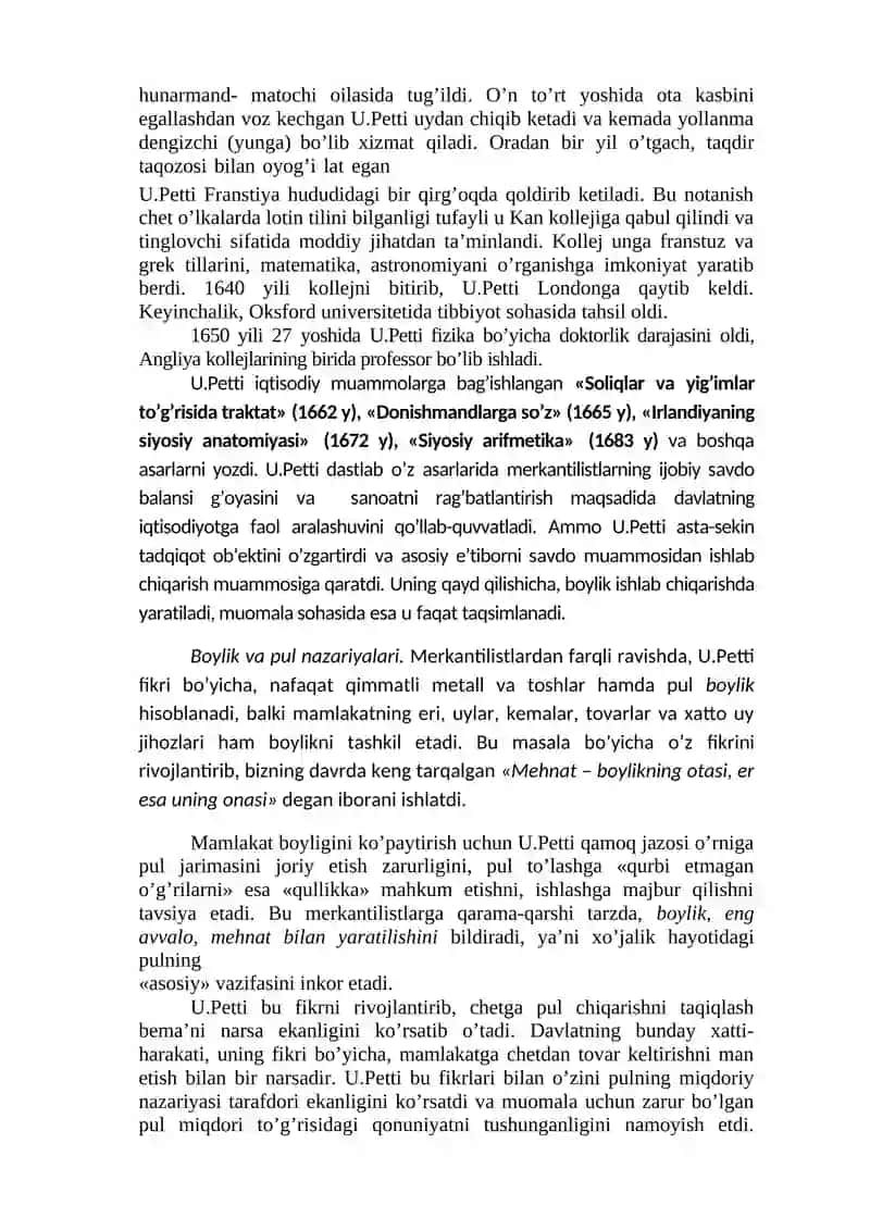 Makroiqtisodiyotning yuzaga kelishi: klassik maktab vakillarining iqtisodiy qarashlari 2