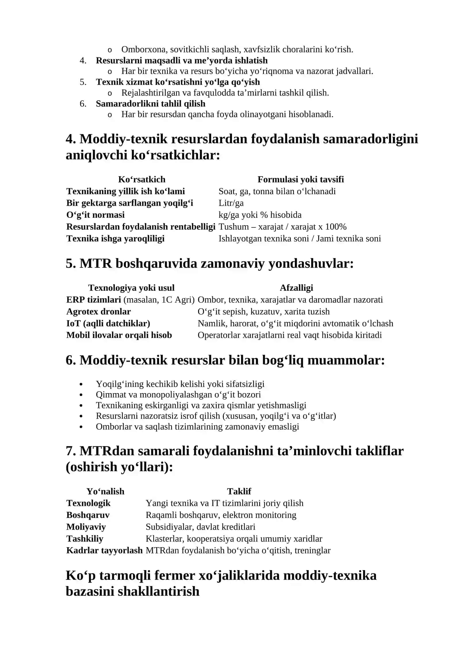 Qishloq xo‘jaligida moddiy-texnik resurslaridan foydalanishni boshqarish 2