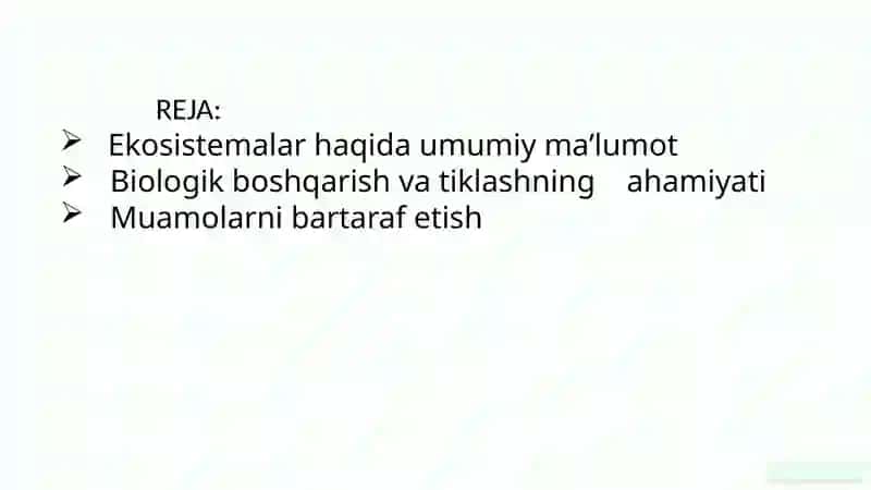 Ekosistemalarni Biologik Boshqarish va Tiklash Muammolari 2
