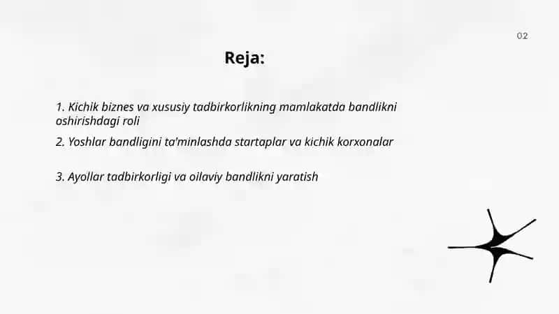 Kichik biznes va xususiy tadbirkorlikning aholini ish bilan ta’minlashdagi o’rni 2