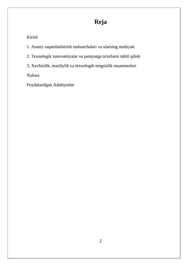 Kelajak Texnologiyalari va Raqamlashtirish Oqibatlari 2