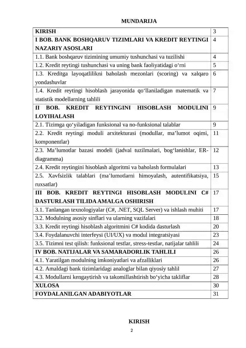 BANK BOSHQARUV TIZIMLARI VA KREDIT REYTINGI NAZARIY ASOSLARI 2