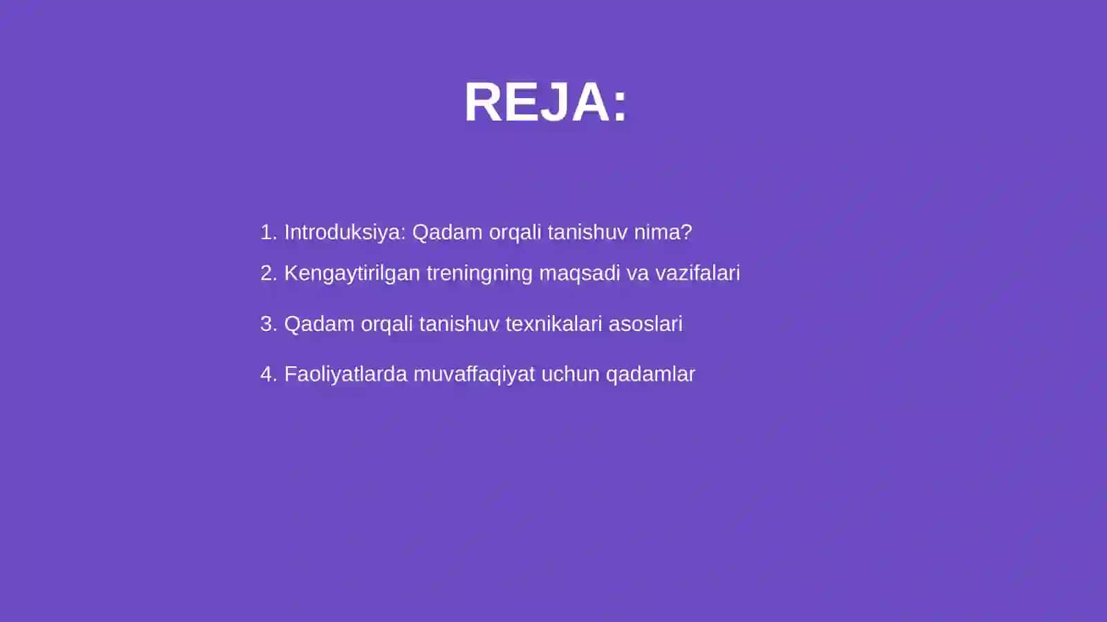 Qadam orqali tanishuv.Kengaytirilgan trening mashg'uloti 2