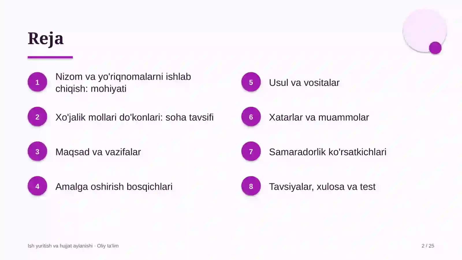 xo'jalik mollari do'konlarida tashkilot nizomlari va yo'riqnomalarini ishlab chiqish 6757 2