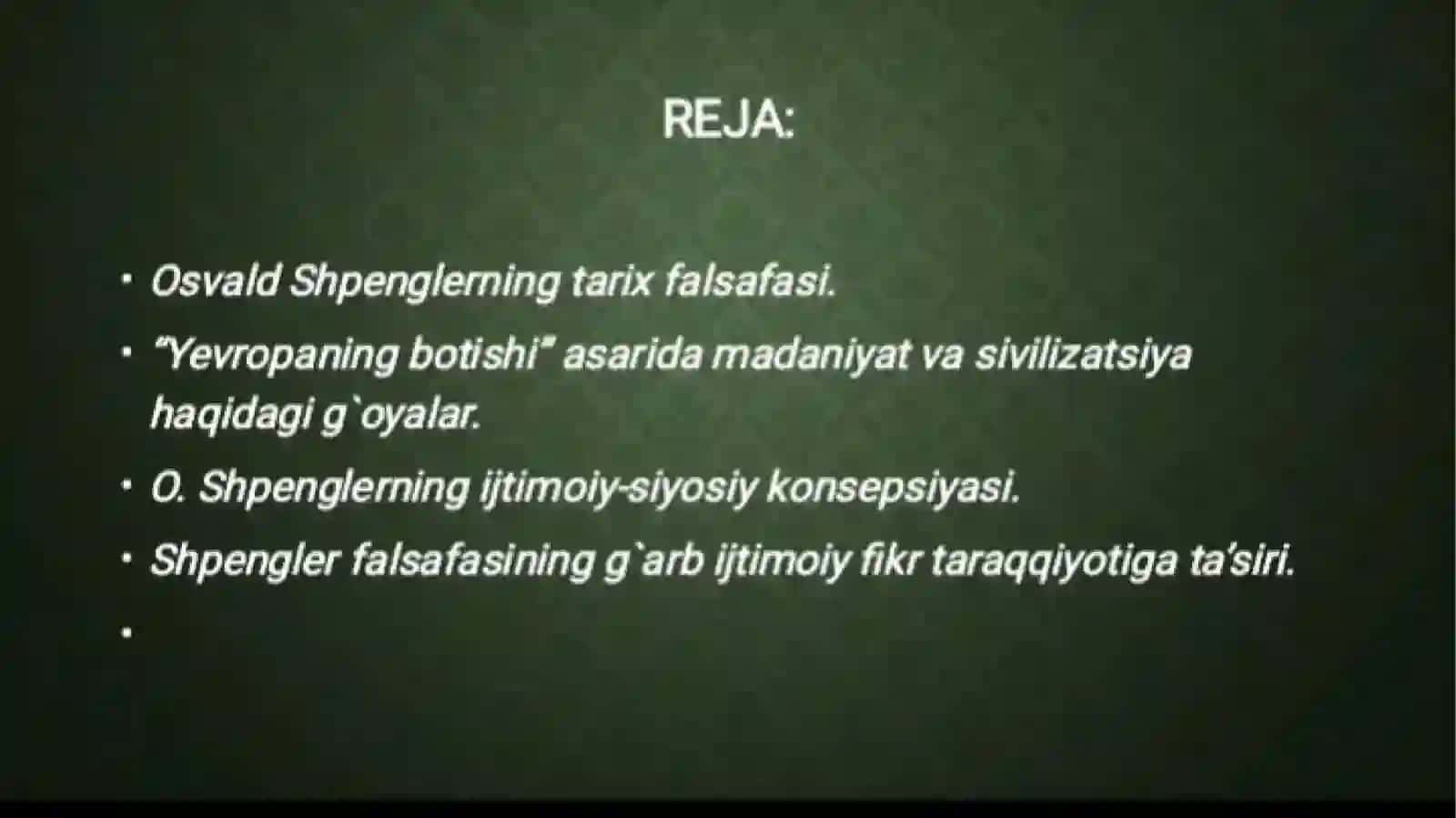 Ózbekiston Respublikasi Milliy UniversitetiFan:Tarix Falsafasi 2