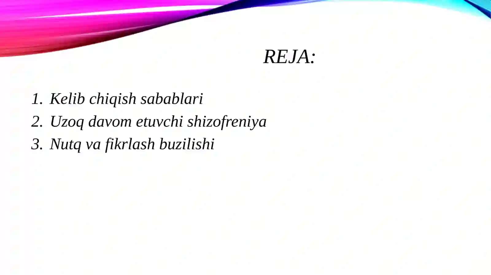 Shizofrenik demensiyaning kelib chiqish sabablari va asoratlari 2
