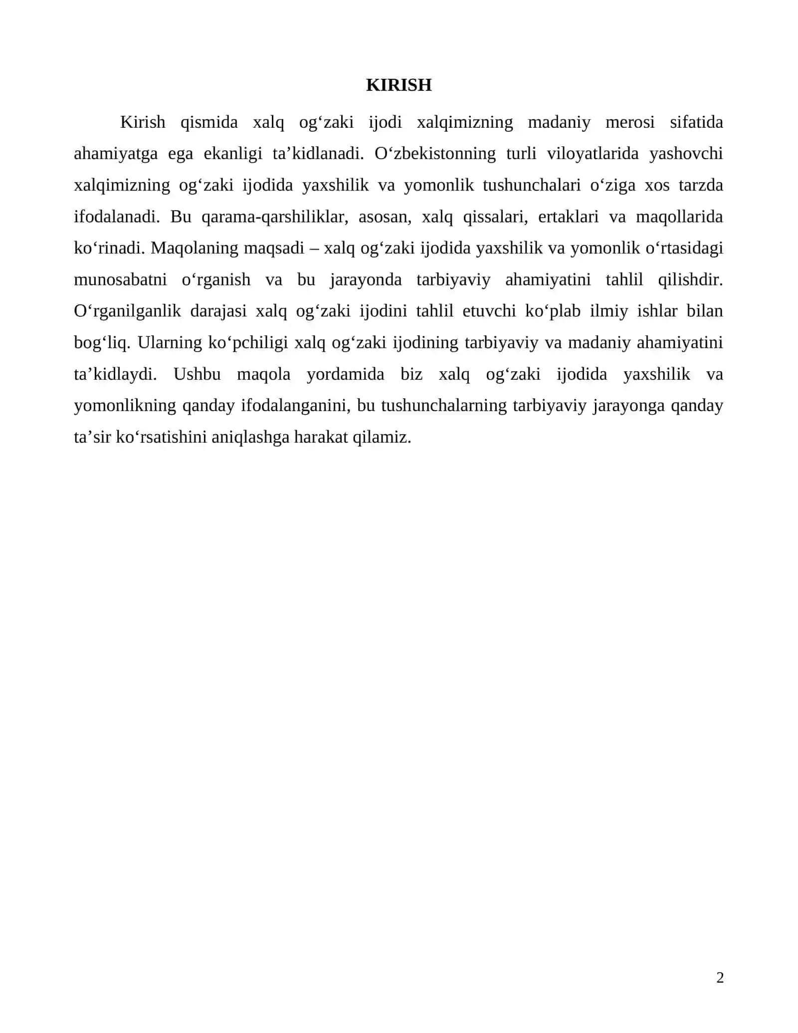 Xalq og‘zaki ijodida yaxshilik va yomonlik qarama-qarshiligi 2