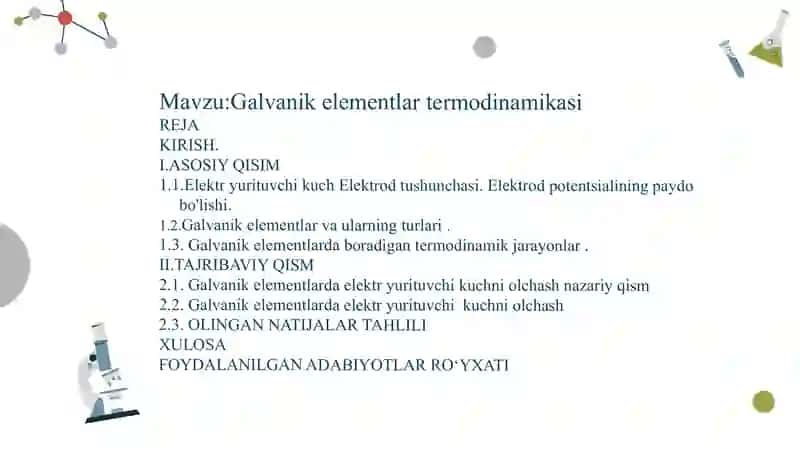 Galvanik elementlar termodinamikasi 2