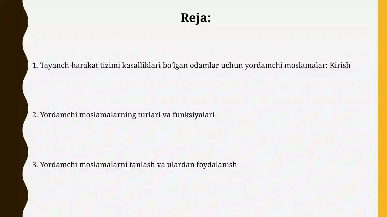 Tayanch harakat tizimi jismoniy kasalliklari bo'lgan shaxslar uchun assistiv (yordamchi) vositalar 2
