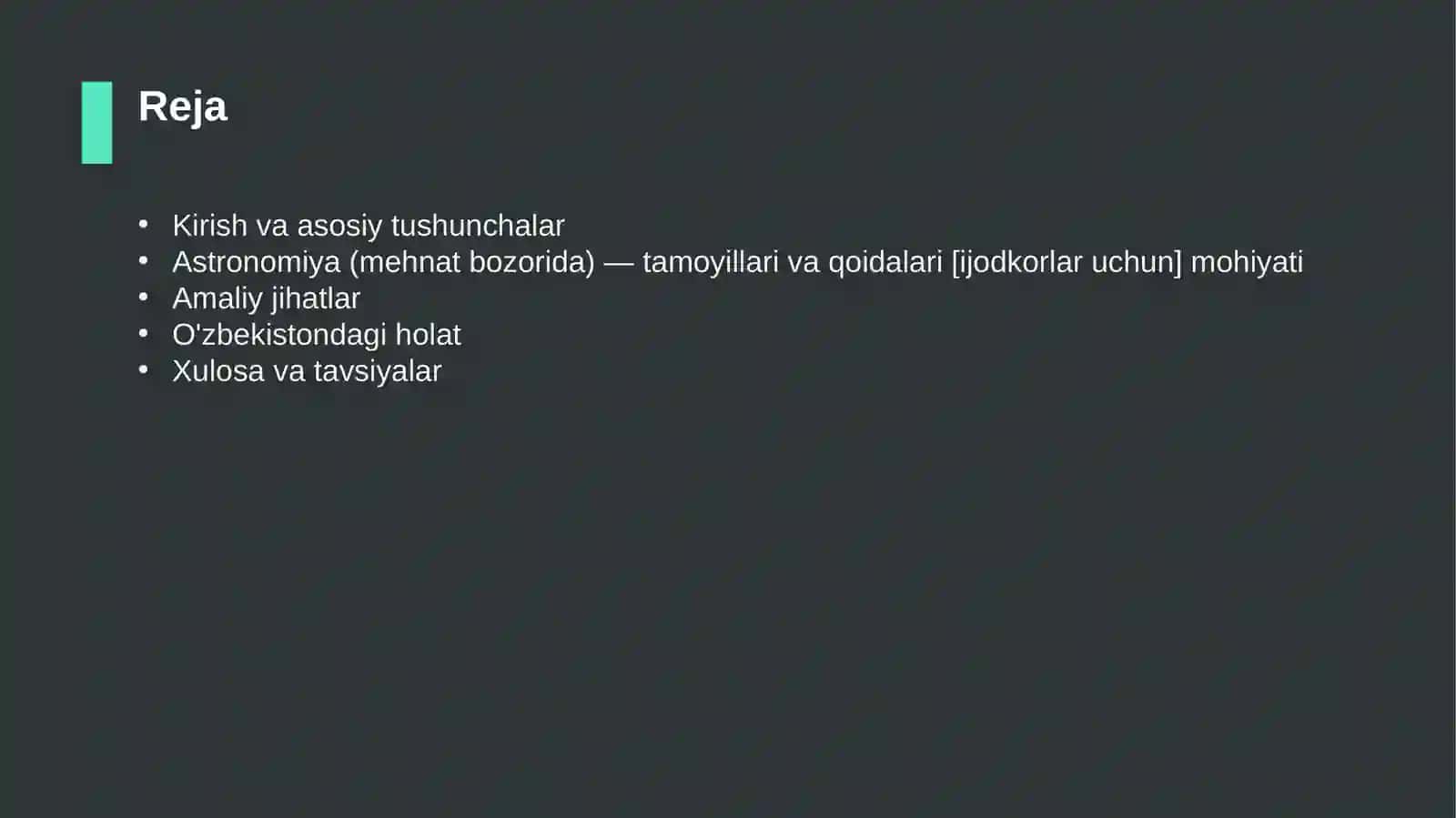 Astronomiya (mehnat bozorida) — tamoyillari va qoidalari [ijodkorlar uchun] 2