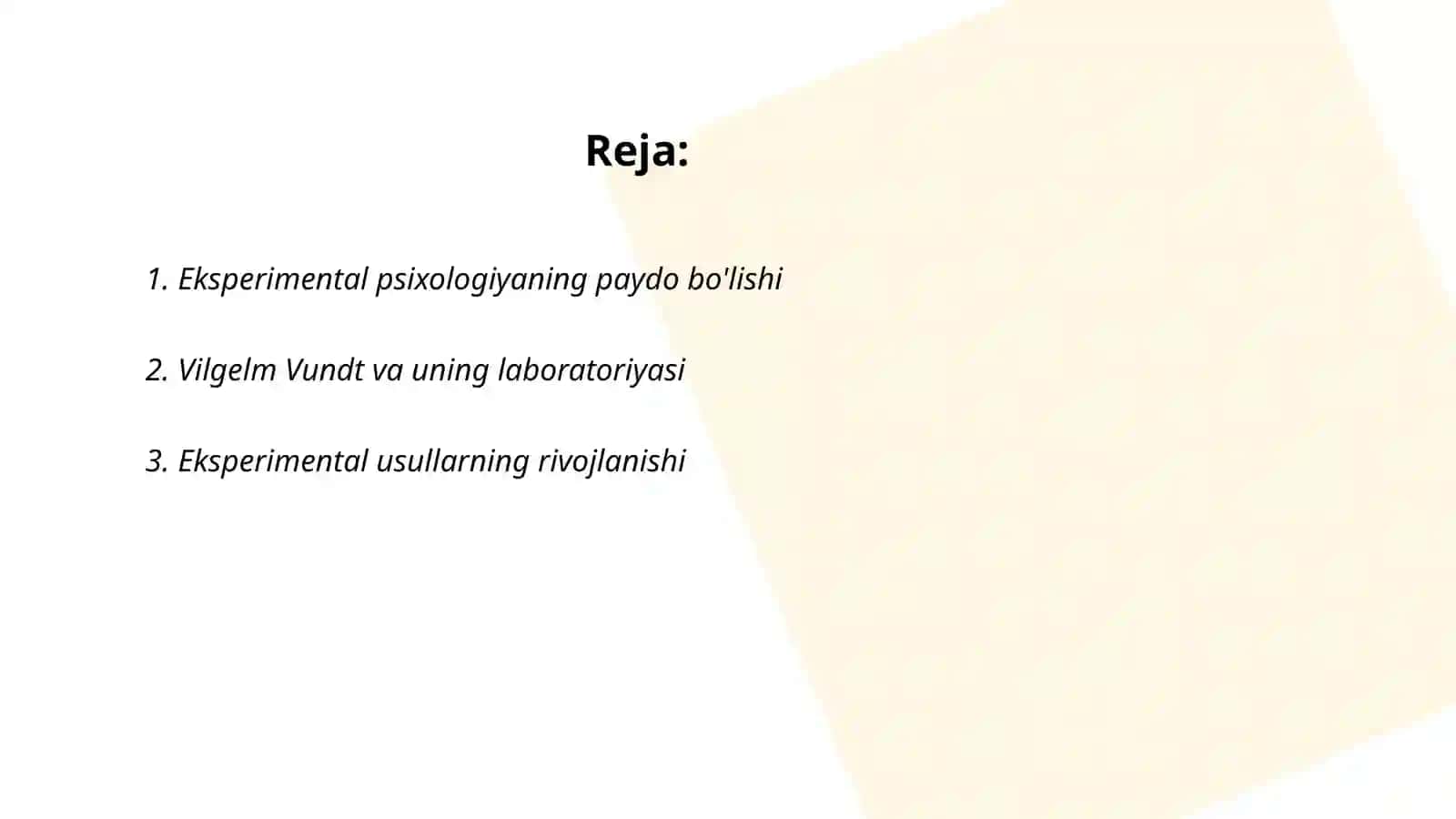 Eksperimental psixologiya tarixi va hozirgi davrdagi holati 2
